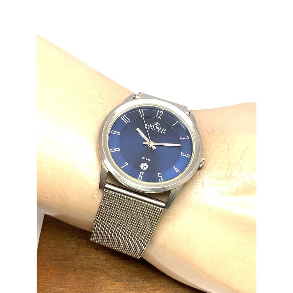 Grenen by Skagen Denmark Mens Watch M-24XLSSN Quartz Blue Dial Silver Steel 38mm - Picture 5 of 14